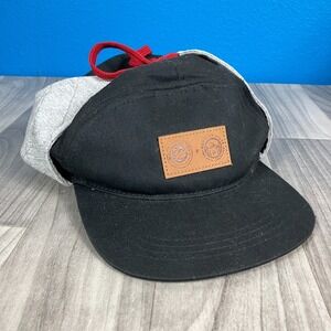 Obermeyer Black Flat Bill Hat w/Ear Flaps x Crooked Stave Cotton Large XL